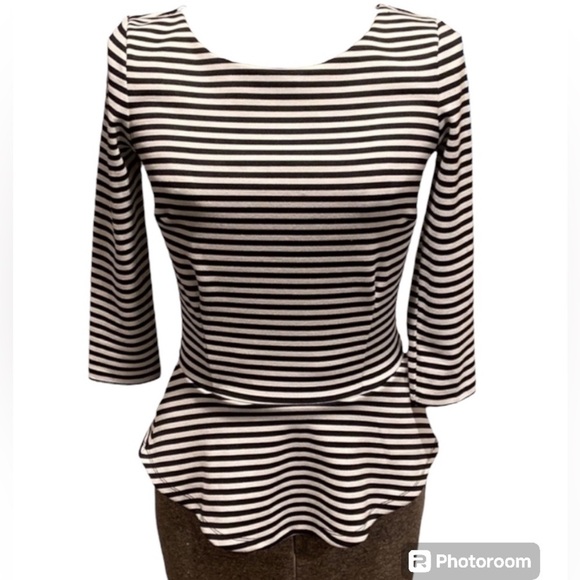 Ann Taylor Women’s Black and White Striped Top size XXS Petite - Picture 1 of 8